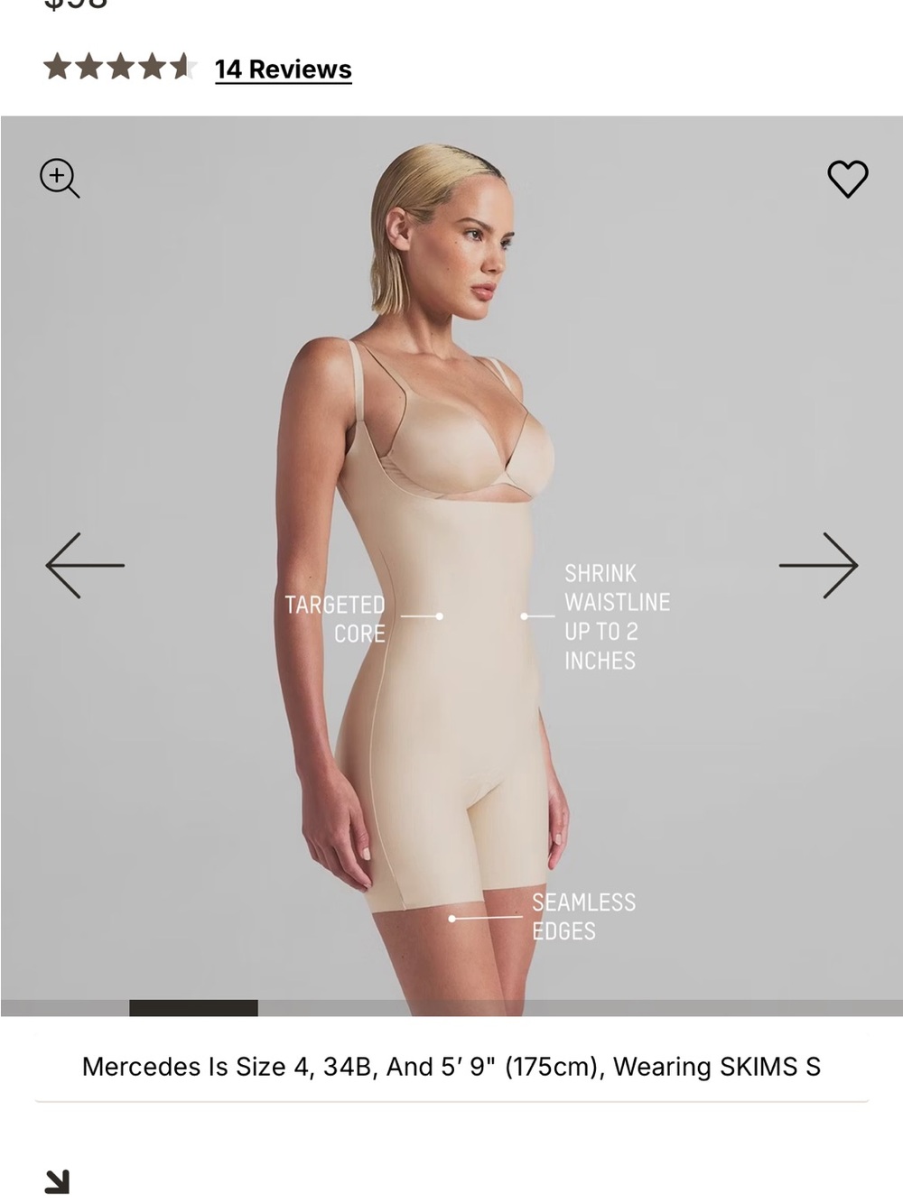 NWT Skims CORE SCULPT OPEN BUST MID THIGH BODYSUIT L